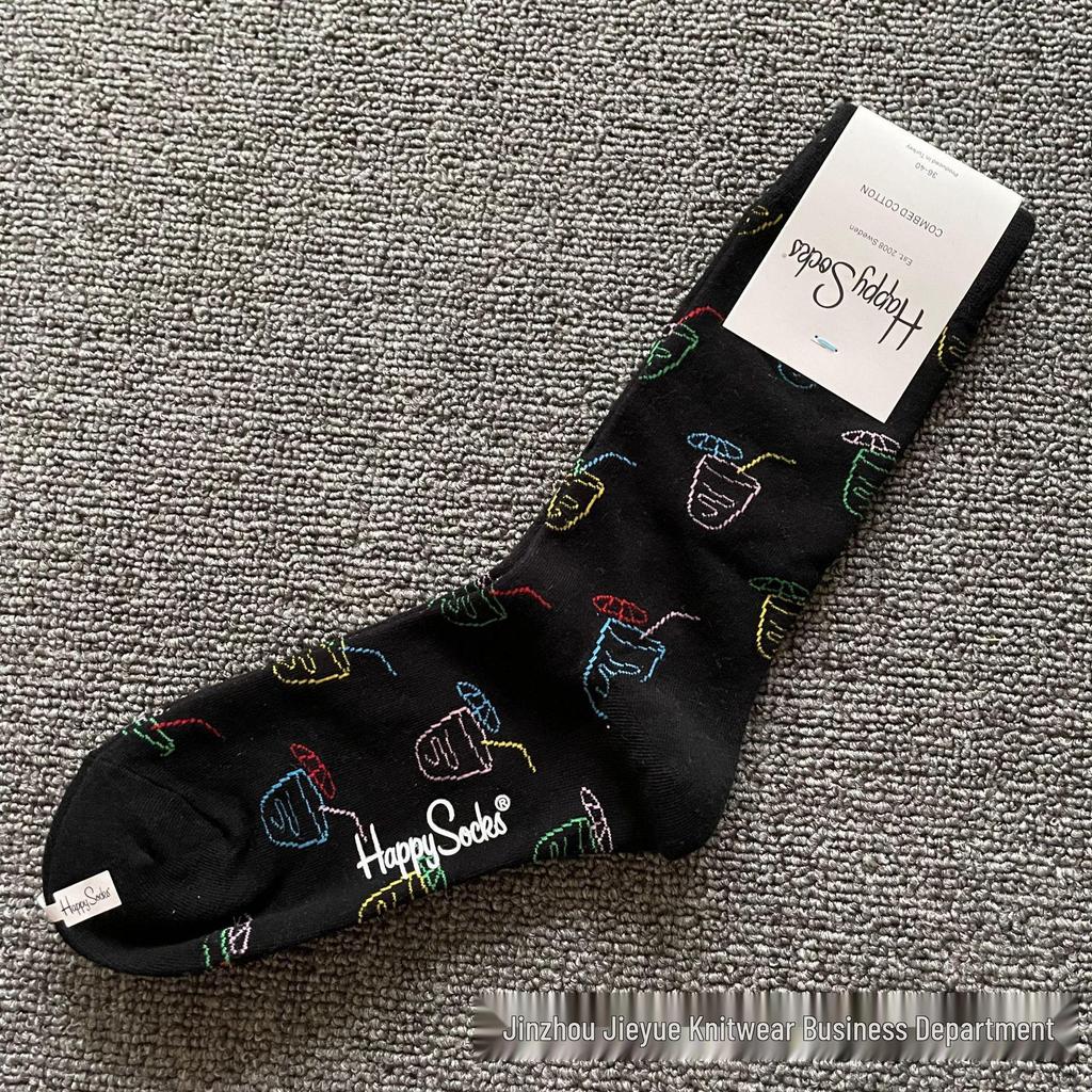 Trendy Swedish Mid-Calf Happy Socks: Women's & Couples' Leg-Shaping Spring/Autumn Style