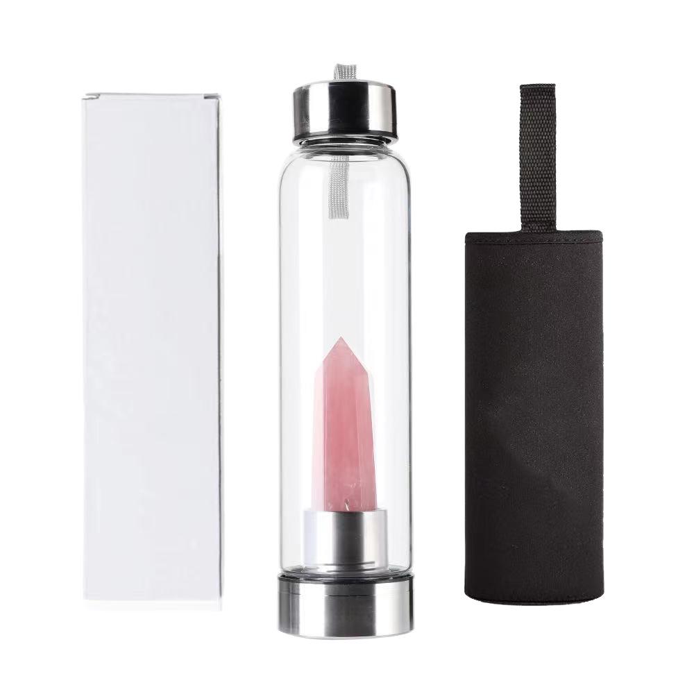 Hexagonal Prism Crystal Glass Water Cup with Magic Wand Spa Design - Custom Logo Option Available