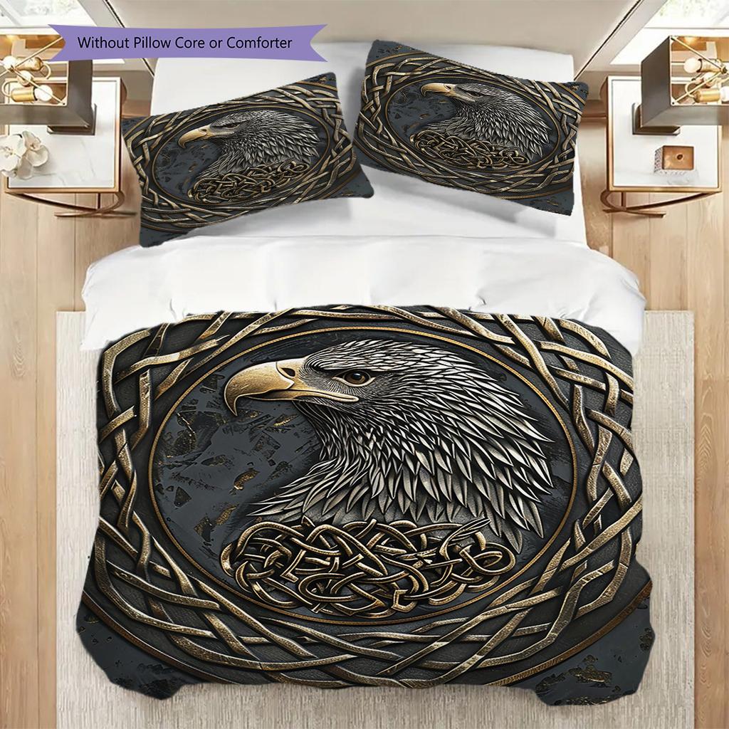 Eagle Pattern Bedding Quilt Set Quilt Cover Pillowcase Home Decoration Birthday Gift (1 * duvet cover + 2 * pillowcase, without core)