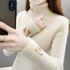 Imitation Mink Velvet Does Not Shed Hair. New Jacquard Slim-fitting Inner Double-layer Collar Turtleneck Knitted Bottoming Sweater for Women
