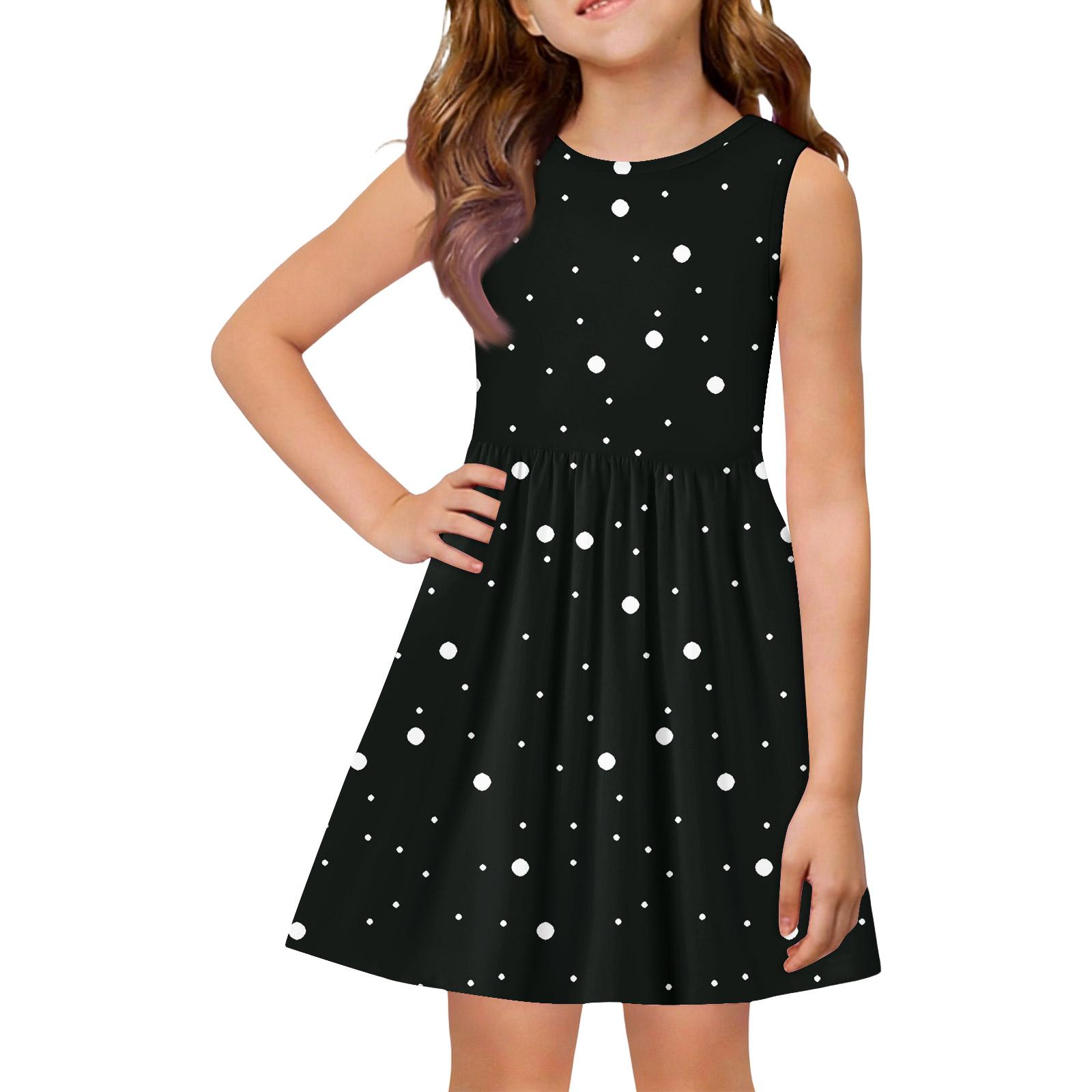 

Летнее платье-принцесса для девочек - Платье-сарафан А-силуэта со вставками 100 чёрный