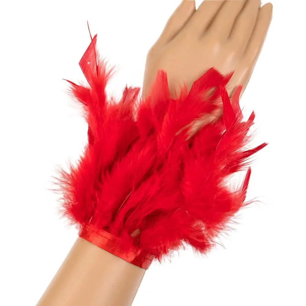 Removable Sticky Ostrich Feather Wristband Decoration Clothing Cuff Hat Handmade DIY Accessories Holiday Party Decoration