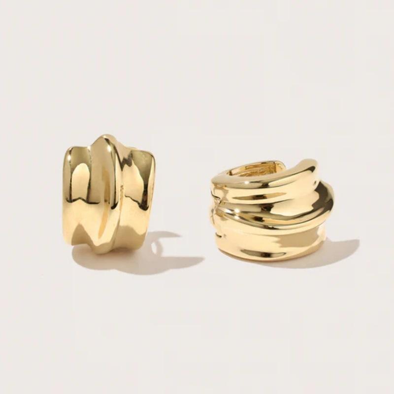 Modische Exquisite Leichte Luxus Vielseitige Ohrringe, Hochwertige Unregelmäßige Metall 18K Gold Plated Echte Goldohrringe.