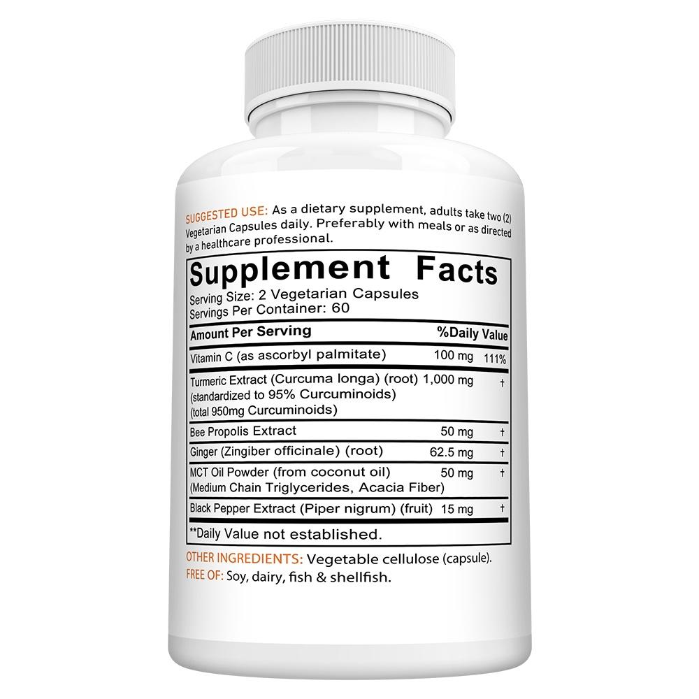 Didacat Turmeric Curcumin 95 Capsules, 1000mg, with Ginger, Black Pepper, 120 Caps