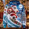 Komik Noel Baba Noel Kapüşonlu Sweatshirt 3D Baskı Snowboard Oyun Sıcak Kakao Ren Geyiği Şenlikli Kazak Tatil Partisi Kış Hediyesi