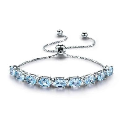 Blue Topaz Tennis Bracelet -925 Sterling Silver