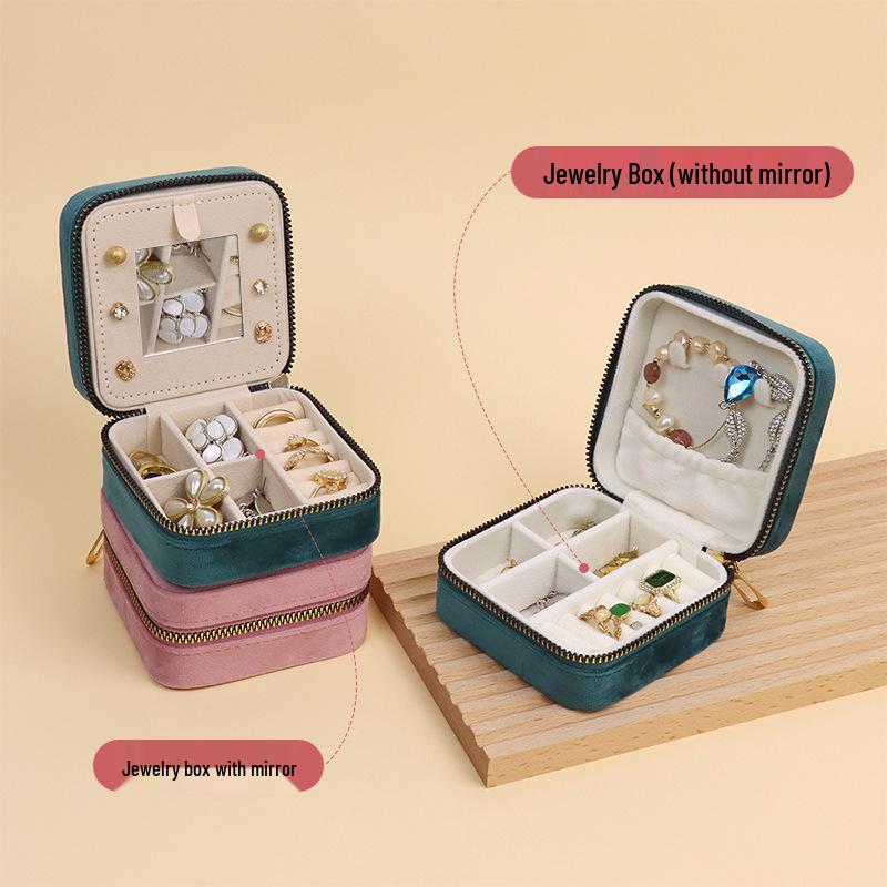 Elegante Schmuckschatulle aus Samt für Ohrringe & Halsketten - Tragbare Reiseaufbewahrungs- & Ausstellungsbox