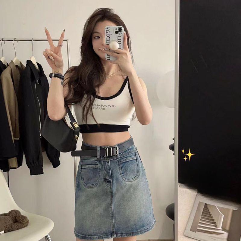 Letter Sports Camisole Vest with Women's Chest Cushion Integrated Fixed Cup Beautiful Back Chest Wrapping Strapless Lingerie for Girls