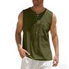 Gilet Casual da Uomo Senza Maniche in Cotone e Lino con Scollo a V Allacciato e Tasca Frontale