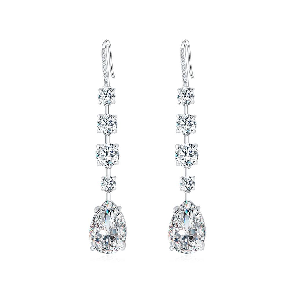 Gica Gema Boucles d'oreilles pendantes en diamant à haute teneur en carbone, argent sterling 925, pierres précieuses géométriques de 11 x 16 mm, design unique, bijoux raffinés et romantiques, cadeaux de mariage