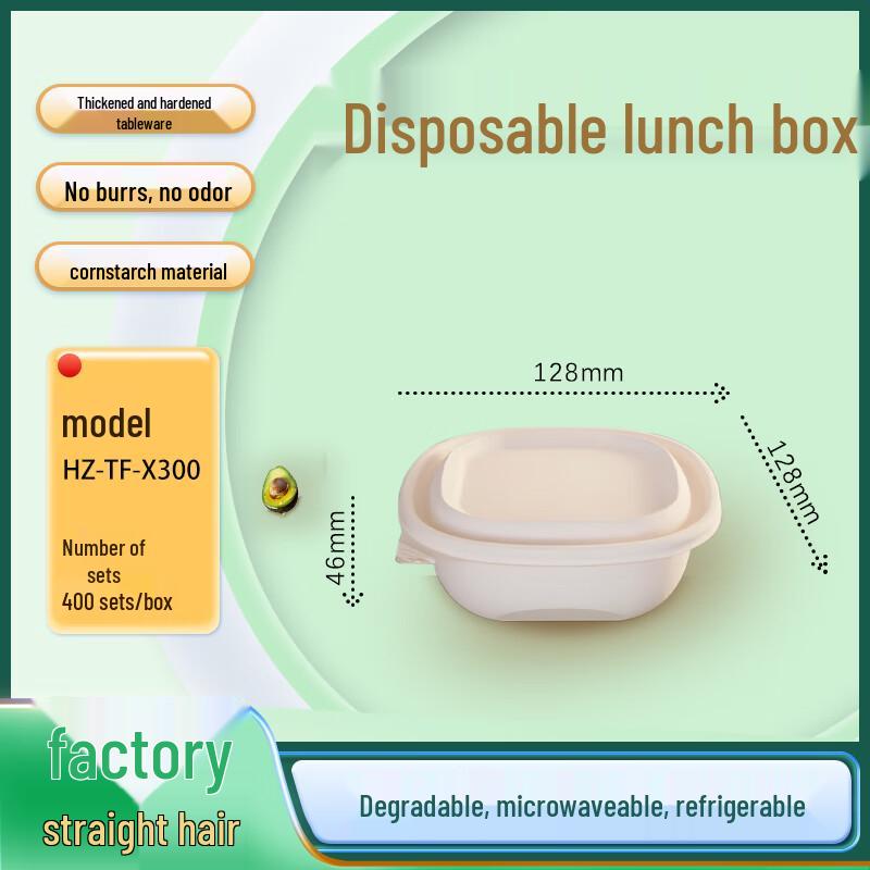 

Disposable 300ML Square Biodegradable Corn Starch Lunch Box