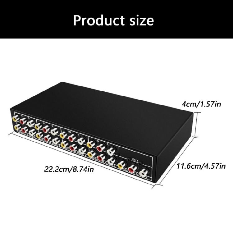 Robustes 8-Eingangs 3-Cinch-AV-Auswahlgerät Professionelles Signalmanagement für Tonstudios Heimkinos Video-Audio-Umschalter