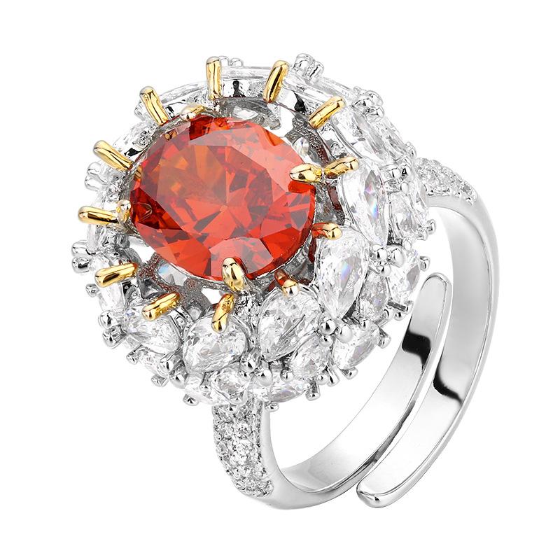 Bague Bijou Zircon Diamant Rose Diamant Jaune Premium Bague Ouverte Vent Femme Lot