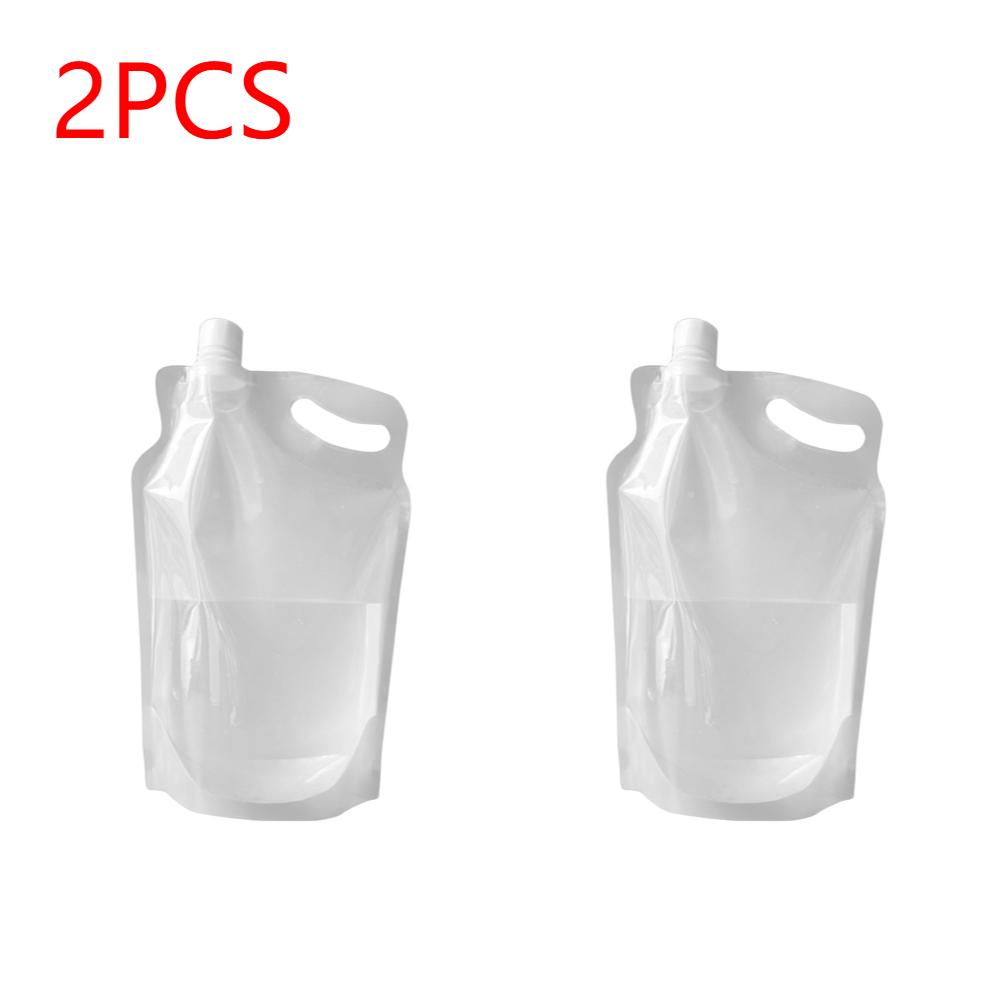 2L Clear Water Container Lightweight Small Mouth Handle Collapsible Water Pouch No Leakage Outdoor Activity Active Supplies
