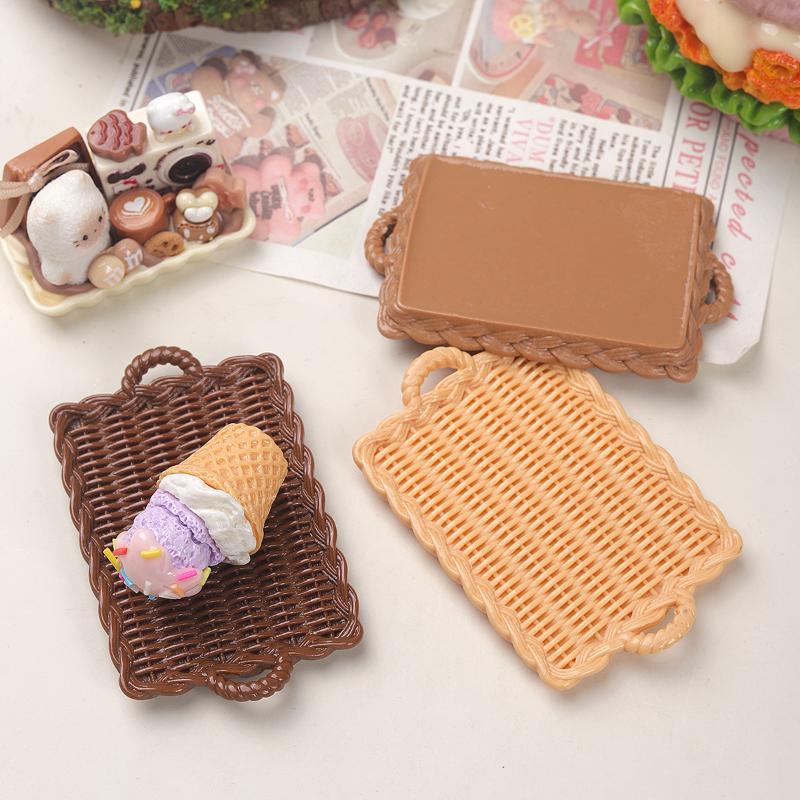 Simulation Mini 1/6 Scale Miniature Dollhouse Basketwork Bread Baguette Basket Food Model For Doll Accessories Toy