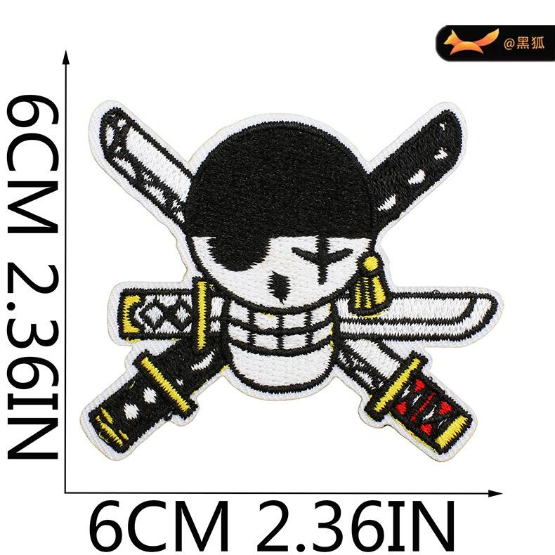 Black Fox Cartoon Animation Character Embroidery Cloth Sticker Japanese One Piece Patch Computer Embroidery Sticker