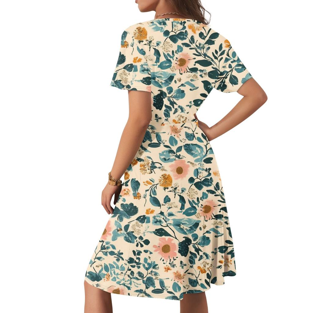 Women's Dress Sleeves Short Sleeves Casual Independence Day V-neck Dress