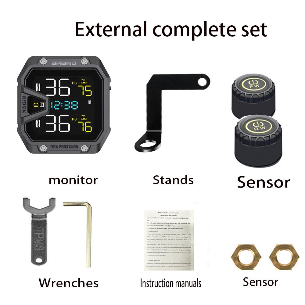 

Датчики давления в шинах мотоцикла Алюминиевый сплав Контроль давления в шинах с цветным экраном Moto TMPS 2 Внешний датчик шины For Rearview Mirror
