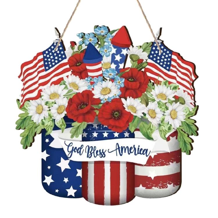 

Classical American Flag Wooden Door Hanger Patriotics Hanging Welcome Sign For Independence Day And National Holidays 0.3