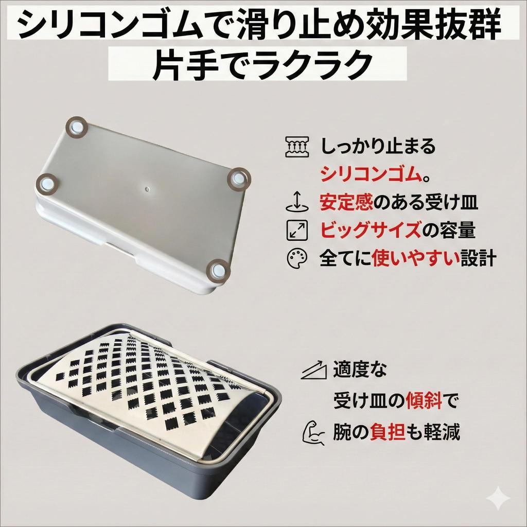 SPEEDY Large All Stainless Made In Japan by Wada with for Cheese and Spice Professional-grade Grater, Gray, Size, Steel, Shoten, Non-slip Rubber,