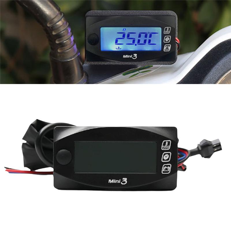 A58X-Motorcycle 3 In 1 LED Digital Water Temperature Voltmeter Time Display Mini Trument Panel Accessories