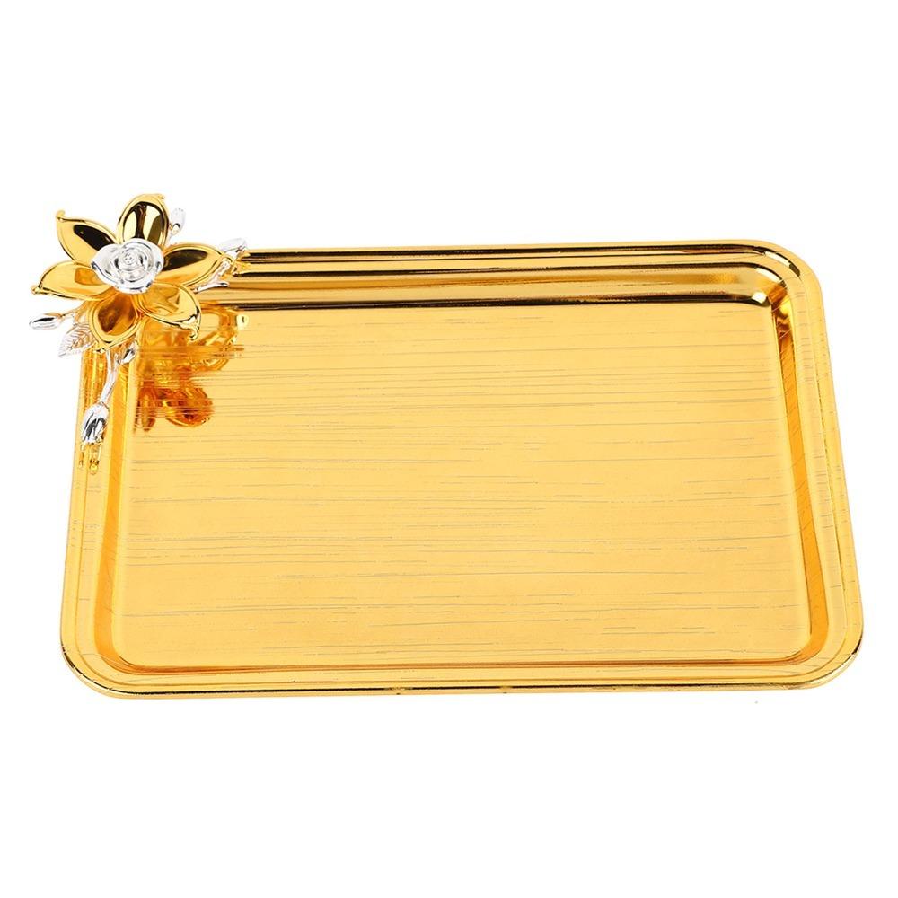 2pcs European Table Serving Tray Light Luxury Gold Serving Tray Rectangular Serving Tray For Hotel