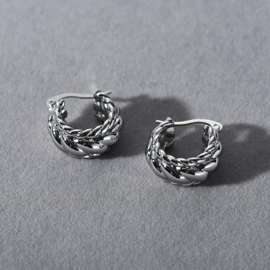 Premium Messingbeschichtet 18K Echtgold Ohrstecker Gedreht Gewebte Ohrringe Einfach Leichter Luxus Trend Retro Ohrringe