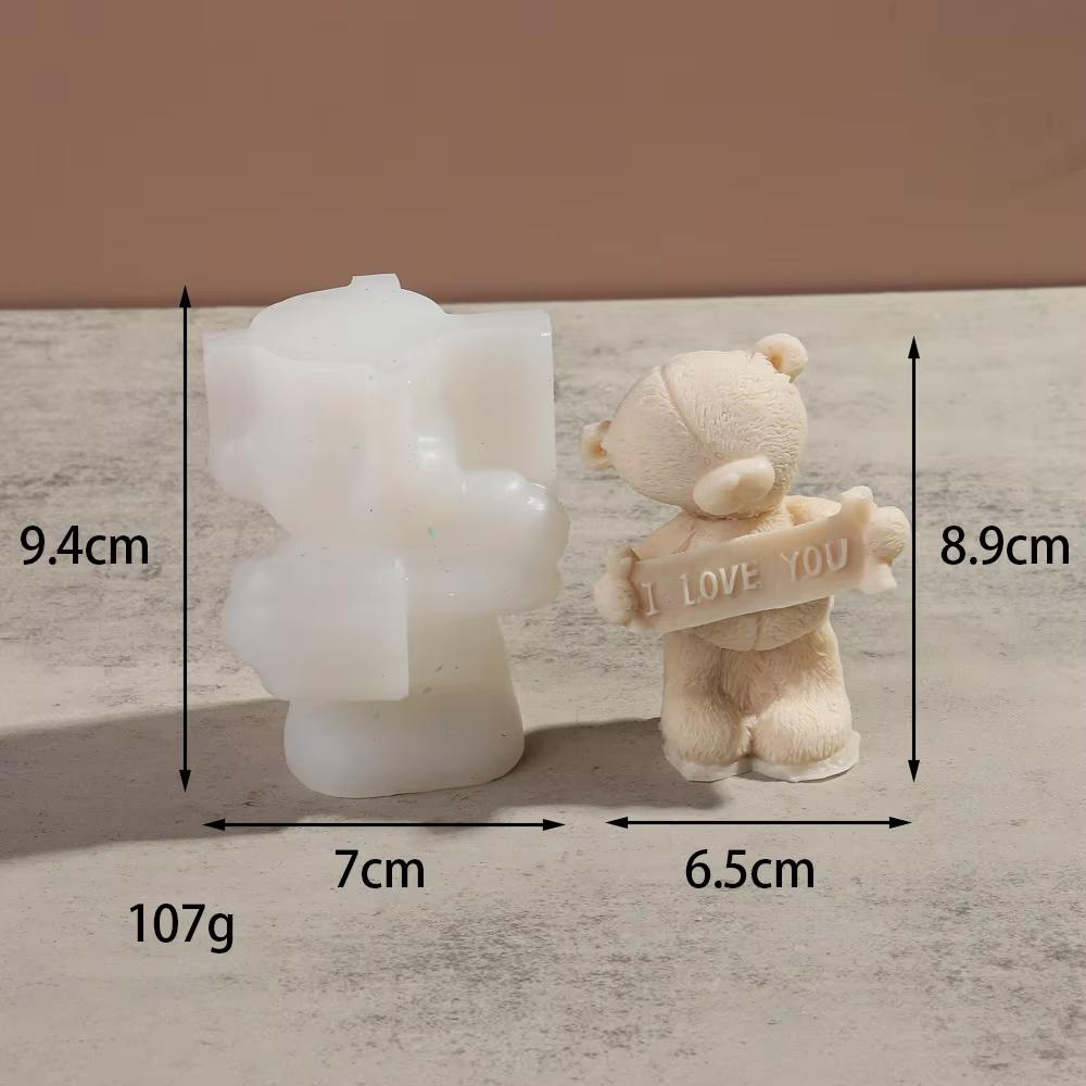 DIY New Cartoon Bear Candle Silicone Mold Bear Dad Bear Mom Aromatherapy Gypsum Pendant Cake Baking Tool Birthday Party Gift