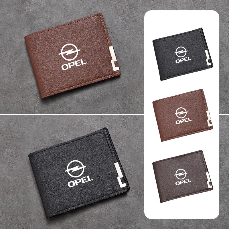 New Fashion Business Wallet Leather Car Logo Card Holder Men Coin Purse For Opel Zafira Meriva Mokka Grandland Antara Ampera