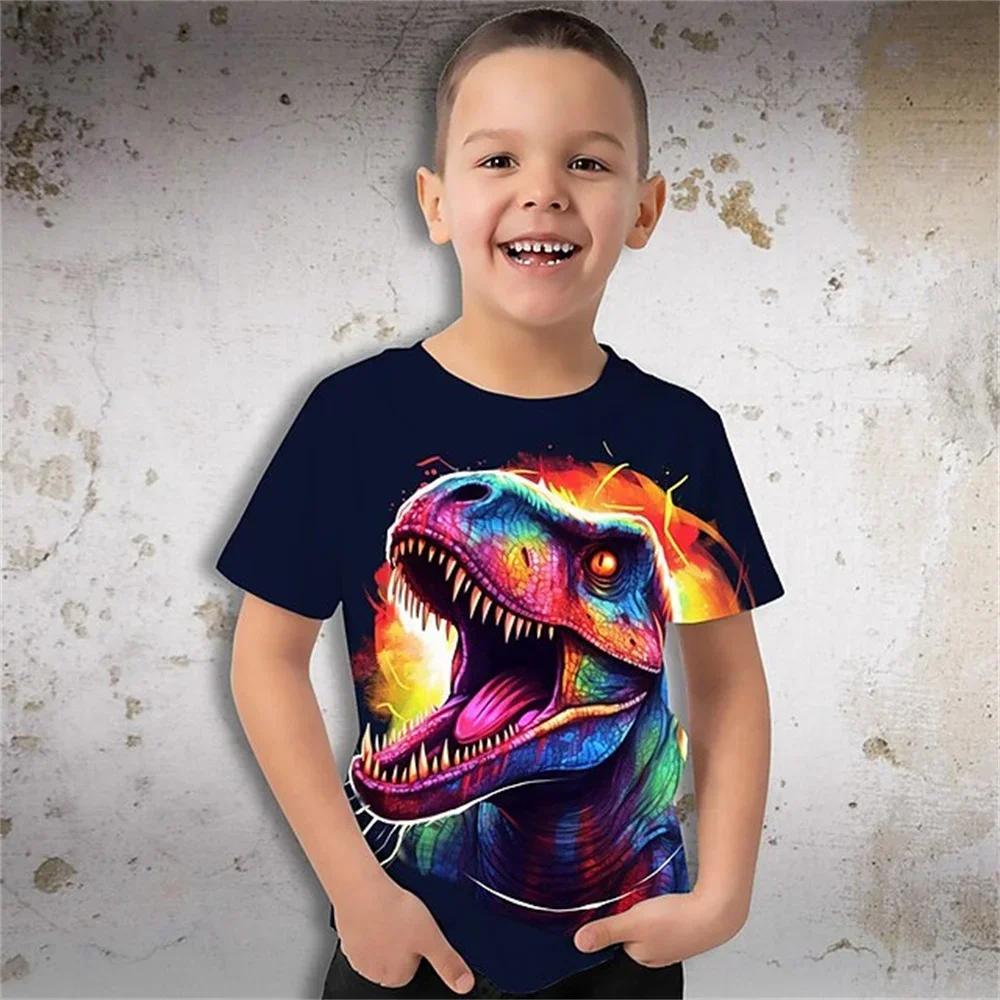 Children's Clothing Dinosaur T-Shirt For A Boy Baby Summer Clothes O-Neck Children Top Tees Fashion One Piece 2025 Kids Clothes