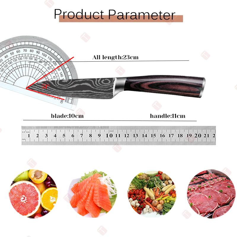 3.5inch Kitchen Fruit Knife Damascus Meat Cleaver Slicing Knife Stainless Steel Fruit Peeler Utility Knife Kitchen Accessories