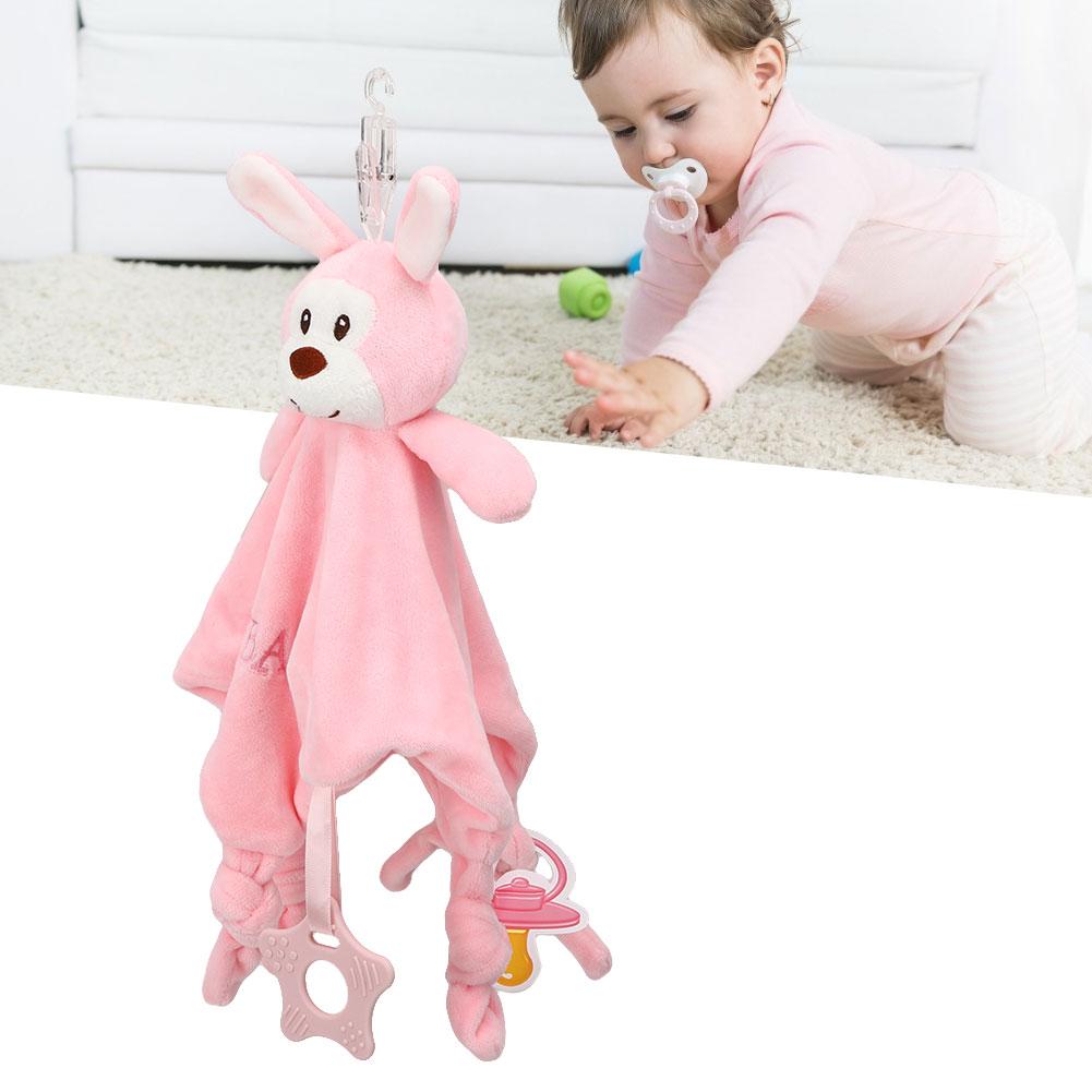 Newborn Comforter Plush Toy Soothing Baby Animal Handkerchief Soft Baby Towel BlanketPink Rabbit