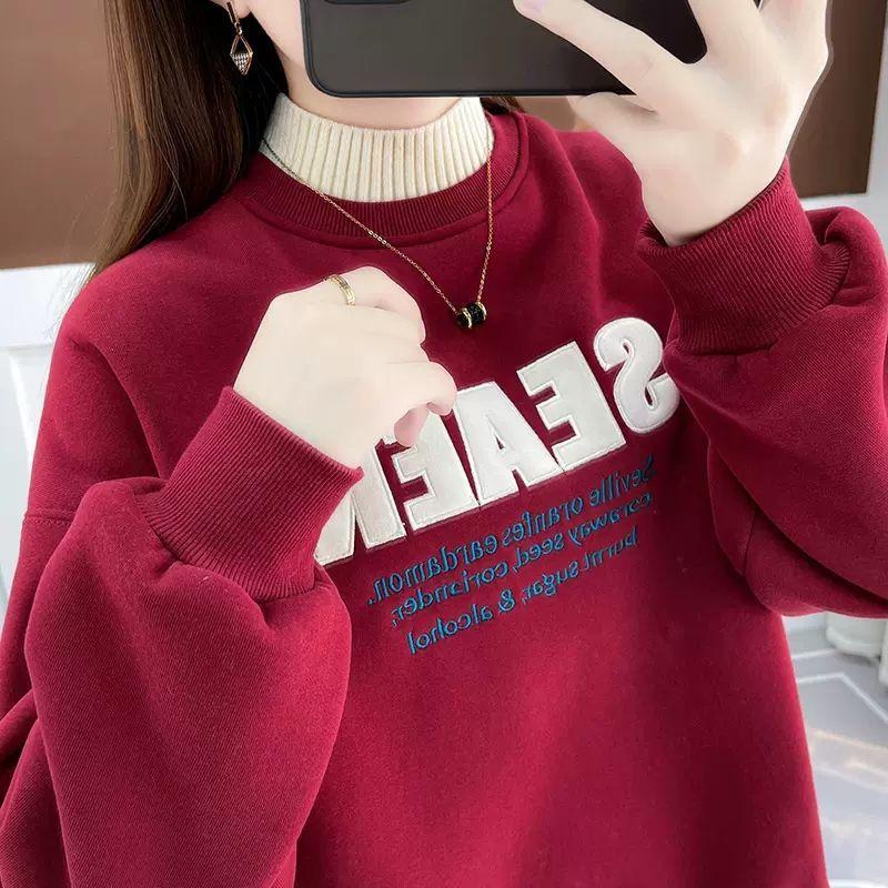Spot integrated fleece sweater women's 2025 new autumn and winter semi-turtleneck fake two-piece top niche coat #2074