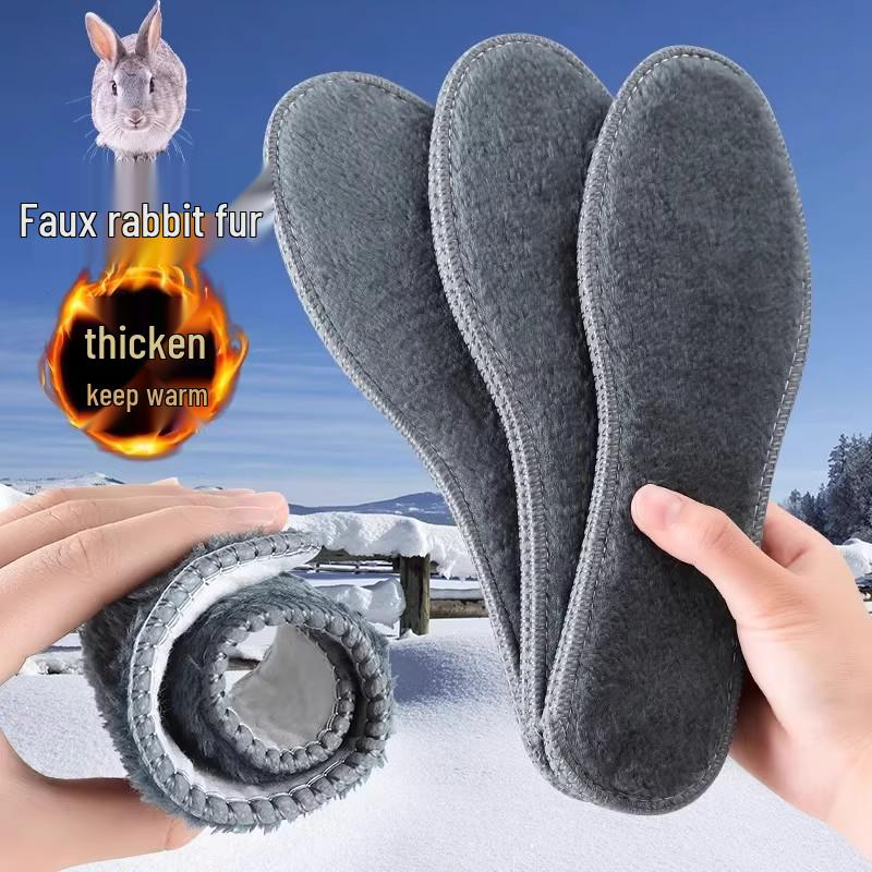 Unisex Fleece-Lined Warm Insoles: Thick Imitation Wool, Soft Sole, Comfortable, Deodorizing, Sweat-Absorbent, Breathable Plush Shoe Pads.