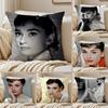 Attractive Actress AAudrey Hepburn Cushion Cover Pillowcase Antidustmite Invisible Zipper Short Plush Sofa Cushion