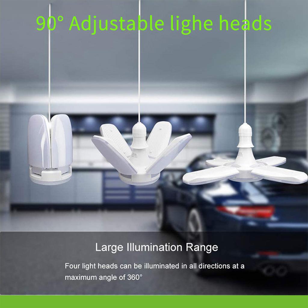 Folding LED Bulb, E27 Ceiling Fan Lamp, 3600 Lumen, 360° Lighting, 90 Degrees Adjustable 80W 6500K Energy Saving Super Bright For Living Room, Garage