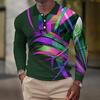 Trendy Long-sleeve Polo Shirt with Abstract Graphic Print, Ideal for Casual Daily Wear.