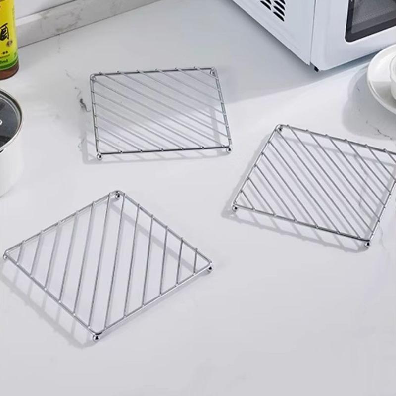 Square Metal Pot Mat Coasters Heat Insulation Pad for Bowl Dish Casserole Hot Pot Table Cookware Holder Placemat Kitchen Tools