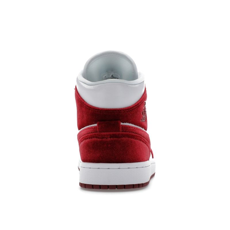 Air Jordan 1 Mid Red Velvet Women Sneakers White Black Team-Red FZ3334-100