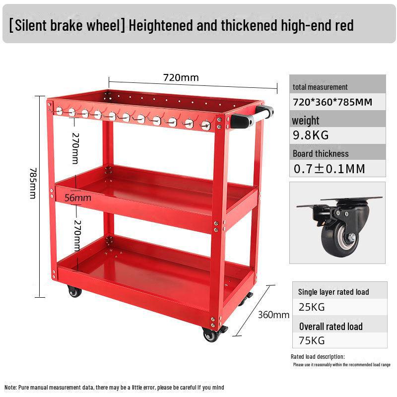 "Green Forest Utility Cart: Three-Layer Tool Trolley & Flatbed for Auto Repair & Beauty Supplies"