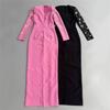 Elegant Western Retro Bandage Dress - Long Sleeve Evening Gown with Hot Drill Detailing