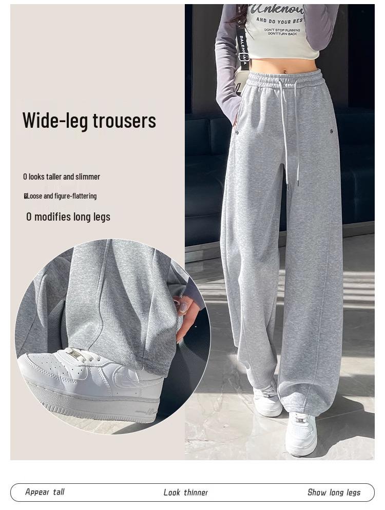 Women's 2025 High-Waisted Draping Petit Banana Sweatpants - Casual Straight Leg