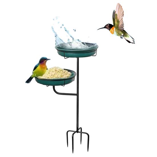 Bird Feeder And Bath Bird Feeder with Four-Prong Stake Outdoor Bird