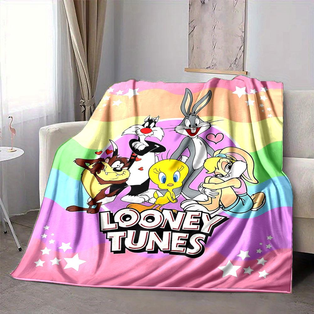 1pz Plaid in Flanella con Personaggi dei Cartoni Animati Looney Tunes - Leggero Morbido Caldo Coperta per Tutte le Stagioni per Divano, Letto, Viaggio, Campeggio L1029133