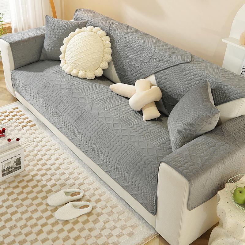 Affordable Luxury Style Plush Sofa Cushion Winter Cover Armrest Cover Towel Backrest Cover Towel Non-Slip Seat Cushions