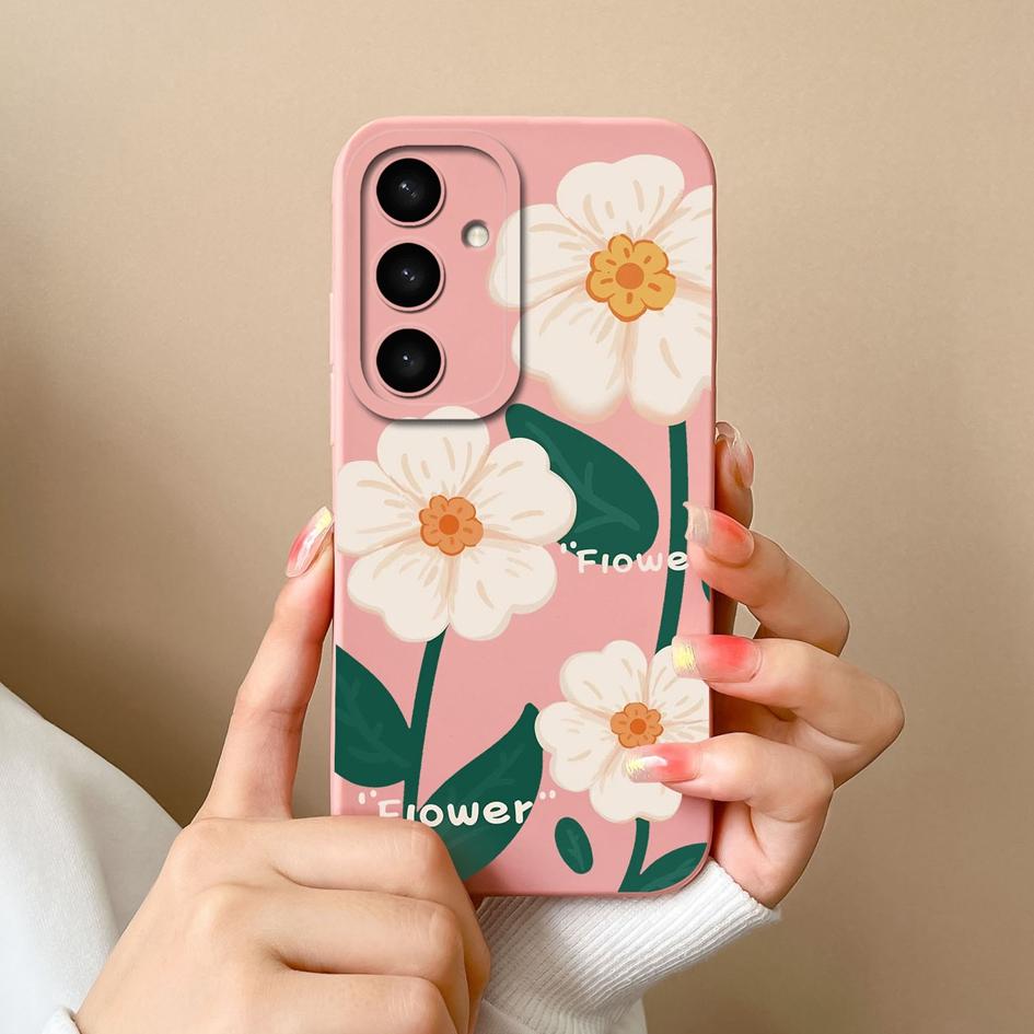 Shell For Samsung A05 A16 A56 A26 A36 F14 A05S S25 Plus Ultra Case Exquisite Avocado Durable Anti Slip Liquid Silicone Pretty Flower Cover For Samsung