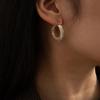 Fashion Light Luxury C-Shaped Full Diamond Set Earrings, Temperament Versatile With Colored Diamond Geometric Studs