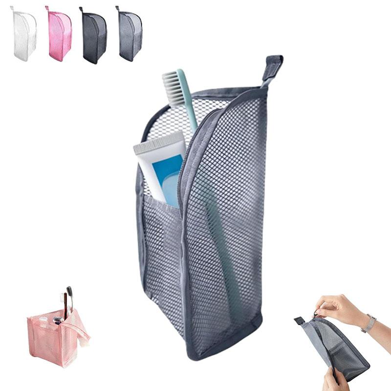 Standing Toiletry Bag Portable Lightweight Travel Toiletry Bag Eva Mesh Large Capacity Makeup Bag Waterproof Organizer For Daily S серый