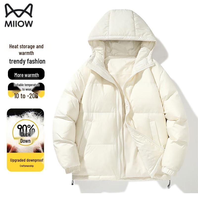 MiiOW Men s Hooded White Duck Down Winter Jacket M