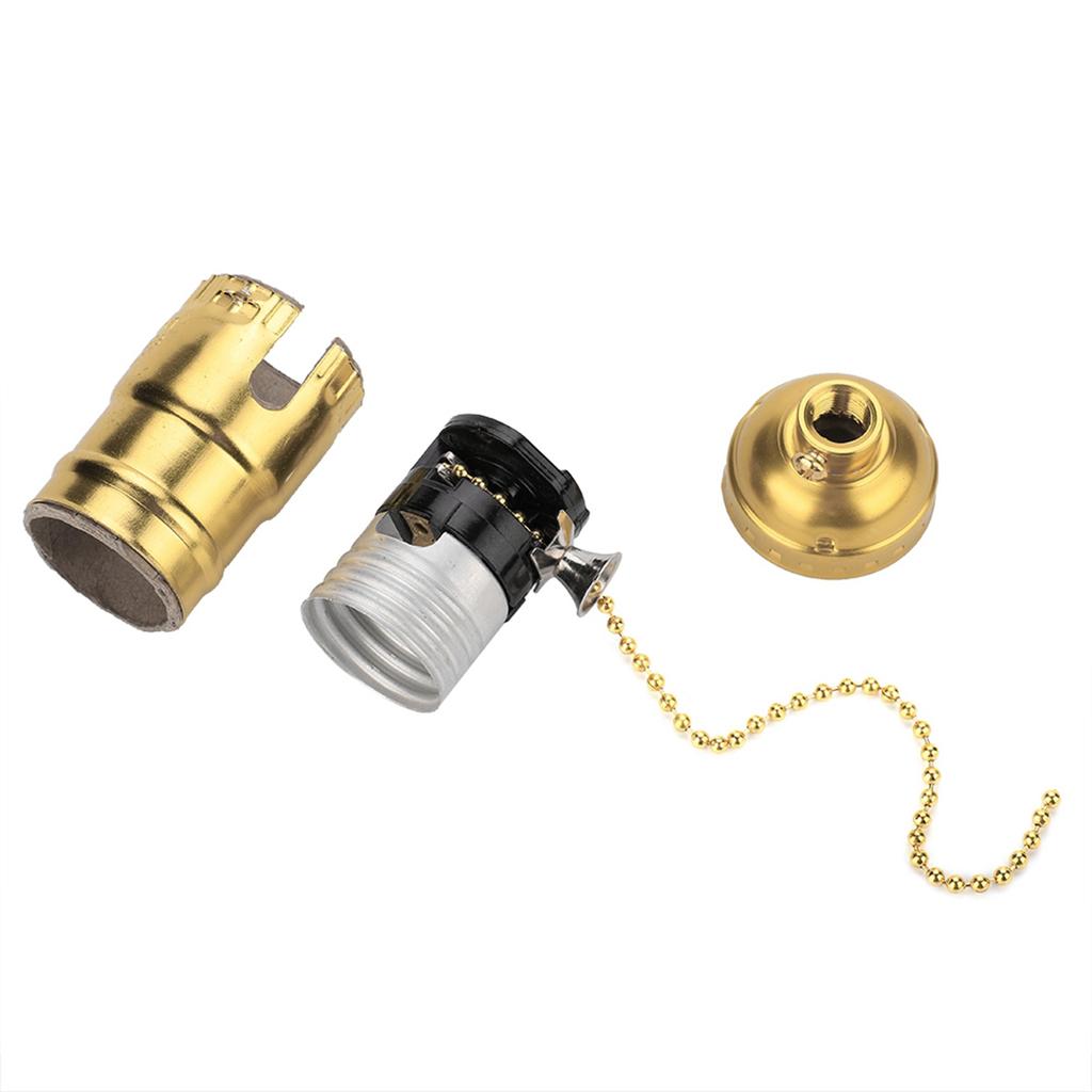 E27 Aluminum Vintage Light Socket with Pull Chain Desk Table Lamp Lighting Holder Screw Base